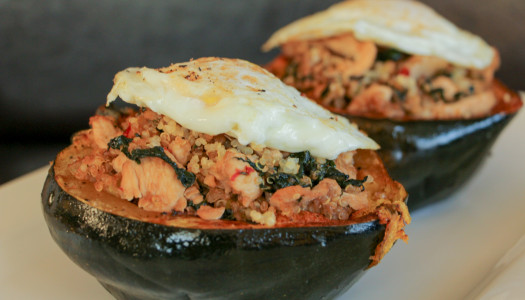 Quinoa “Fried Rice” stuffed Acorn Squash