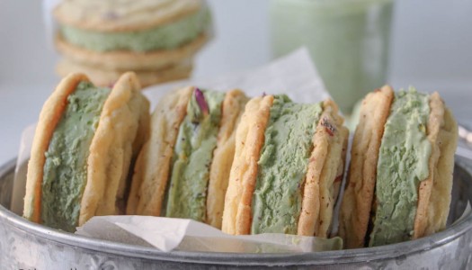 Rose and Pistachio Ice Cream Sandwiches