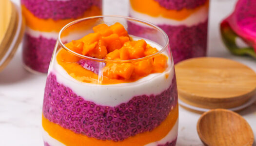 Mango and Dragon Fruit Chia Pudding Parfait